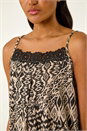 Black Geometric Lace Trim Cami Top, Image 5 of 5