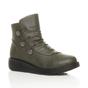 Khaki AJVANI Khaki Low Wedge Comfort Button Ankle Boots, Image 1 of 6