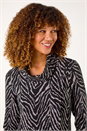 Dark Grey Animal Print Cowl Neck Tunic Top, Image 4 of 5