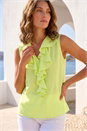 Lime Petite Frill Front Vest Top, Image 1 of 4