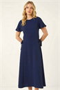 Navy  Side Tie Detail Midi Dress, Image 1 of 6