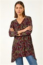 Red Disty Circle Print V-Neck Tunic, Image 4 of 5