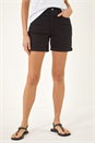 Black Stretch Denim Mom Shorts, Image 6 of 6