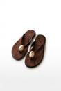 Multi iKrush Multi Thea Womens Gold Trim Thong Flat Sandals, Image 1 of 7