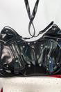 Black Large Shoulder Bag With Zips And Studs, Image 1 of 2