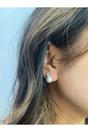 Silver Large Pearl Diamante Earrings in Silver, Image 3 of 3