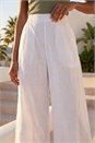 White Textured Floral Cropped Wide Leg Trouser, Image 4 of 4