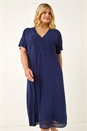 Navy  Curve Lace V-Neck Dress, Image 4 of 5