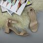 Natural AJVANI Natural Mid Block Heel Ankle Strap Sandals, Image 4 of 6