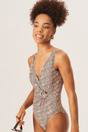 Brown Brown D Ring Detail Wrap Front Swimsuit, Image 4 of 4