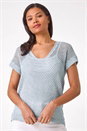 Light Blue  Double Layer Open Knit Top, Image 1 of 5