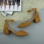 Yellow AJVANI Yellow Mid Block Heel Ankle Strap 2 Part Heels, Image 4 of 6