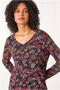 ORANGE Floral Print Relaxed Stretch Top, Image 4 of 5