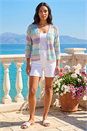 Light Blue  Ombre Longline Knit Cardigan, Image 2 of 4