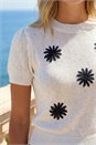 Ivory  Daisy Sparkly Embroidered Knit Top, Image 4 of 4