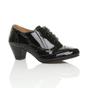 Black Mid Cuban Heel Brogue Ankle Shoe Boots, Image 1 of 6