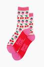 Cream Fair Isle Strawberry Cherry Bamboo Socks, Image 2 of 4
