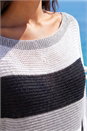 Grey Colourblock Stripe Knit Jumper, Image 4 of 4