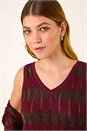 Red Shimmer Knitted Top, Image 4 of 5