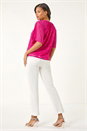Magenta Lace Angel Sleeve Stretch Top, Image 3 of 5