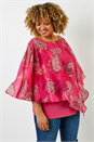 Fuchsia Curve Paisley Print Chiffon Top, Image 1 of 5