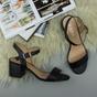 Black AJVANI Black Mid Block Heel Strappy Sandals, Image 4 of 6
