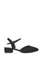 Black XY LONDON Black 'Hilary' Low Block Heel Court Shoes With Ankle Strap, Image 1 of 5