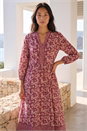 Coral Petite Border Print Midi Dress, Image 2 of 4