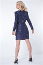 Navy  Dusk Sequin Mini Wrap Dress, Image 3 of 5