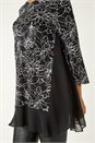 Black Floral Print Mesh Hem Tunic Top, Image 5 of 5