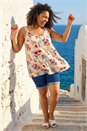 Beige Curve Ditsy Floral V-Neck Top, Image 2 of 4