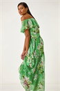 Green Floral Bardot Belted Maxi Dress, Image 1 of 5