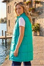 Teal Quilted Zip Detail Longline Gilet, Image 3 of 4