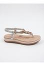 Silver iKrush Silver Pearl Embellished T Bar Flat Sandals, Image 1 of 5