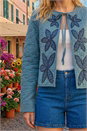 Denim Sequin Embellished Quilted Jacket, Image 4 of 4
