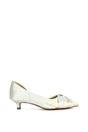 Ivory XY LONDON Ivory 'Freya' Pointed Toe Kitten Low Heel Classic Bridal Shoe Pumps, Image 1 of 6