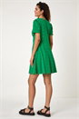 Green Broderie Cotton Stretch Jersey Frill Dress, Image 4 of 5