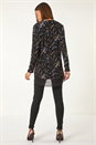 Black Abstract Print V-Neck Tunic Top, Image 3 of 5