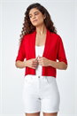 Red Button Cuff Knitted Shrug, Image 4 of 5