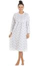 Blue Camille Lingerie Blue Heavyweight Floral Long Sleeve Jersey Nightdress, Image 1 of 5