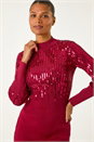 Wine Embellished High Neck Knit Dress, Image 4 of 5