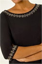 Black Embellished Neck Stretch Top, Image 5 of 5