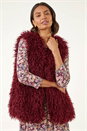Burgundy Longline Faux Fur Gilet, Image 4 of 5