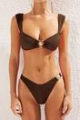 Brown Underwired Bikini Set with Ring Detail and Wide Straps, Image 2 of 3