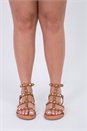 Tan PU Studded Gladiator Sandals, Image 1 of 5