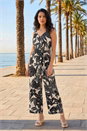 Black Dusk Tropical Palm Print Jumpsuit, Image 1 of 4