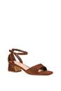 Brown XY LONDON Brown 'Hayley' Ankle Strap Block Low Heel Sandals With Cut Out, Image 2 of 5