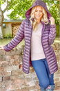 Purple Longline Zip-Through Padded Coat, Image 1 of 4