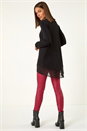 Black V-Neck Chiffon Hem Top, Image 3 of 5