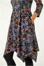 Navy  Floral Print Hanky Hem Stretch Dress, Image 5 of 5